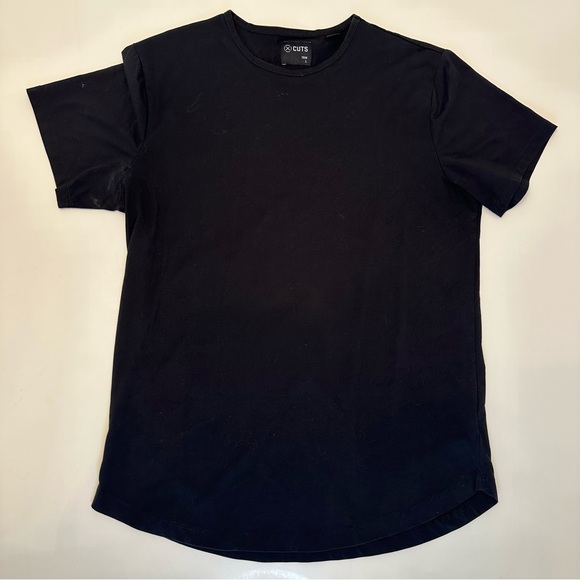 Cuts Shirt Mens Large Black Pyca Pro Elongated Athletic Short Sleeve Tee - Picture 4 of 8